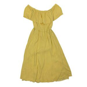 Charles Henry Dress XS Yellow Midi Off Shoulder Summer Party Festival